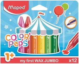 Zsírkréta, vastag, MAPED "Color`Peps MAXI Wax", 12 különböző szín